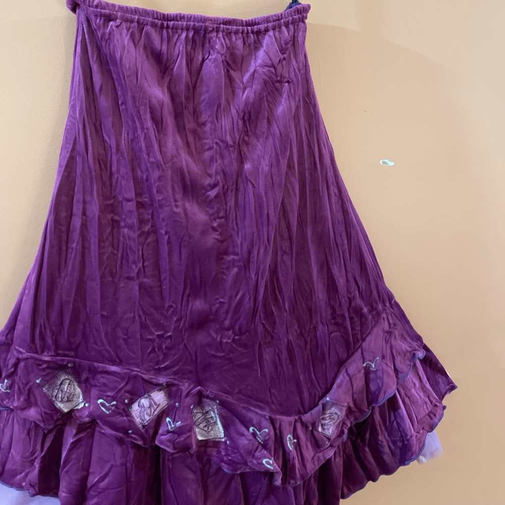 NWOT crushed velvet & tulle designer, hand painted, boutique skirt, 6